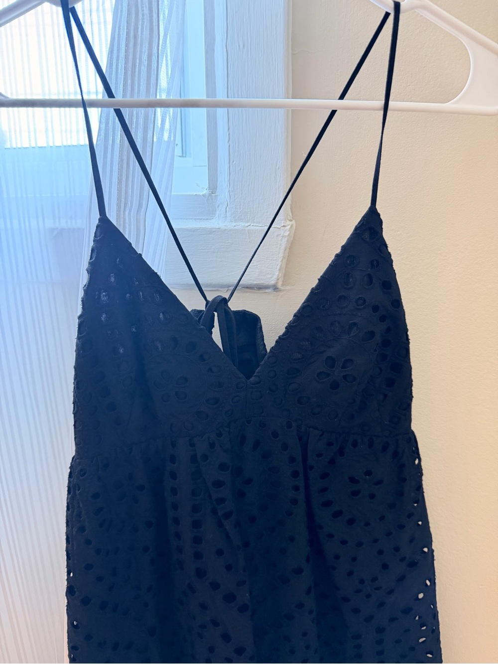 H&M - Black Eyelet Mini Dress with Spaghetti Straps